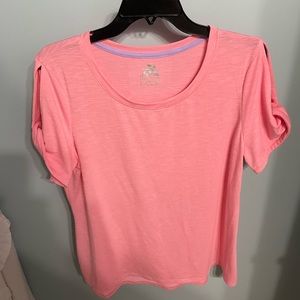 Slit opening sleeves coral pink top